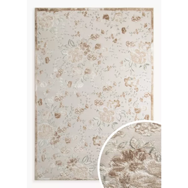 Dywan 60x100 cm beżowo, kremowy z wzorem roślinnym IMPRESIVE 2 Eurofirany