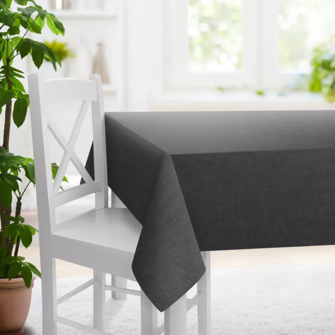 Obrus na wymiar grafitowy z tkaniny blackout zaciemniającej w 100% o naturalnej strukturze