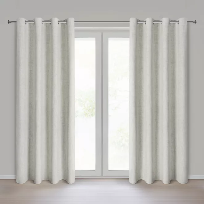 Zasłona beżowa o naturalnym melanżowym splocie 140x250 cm przelotka - LINDA Eurofirany