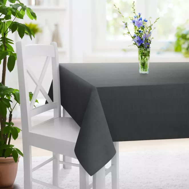 Obrus szyty stalowy z miękkiej tkaniny o naturalnym splocie w stylu ekologicznym