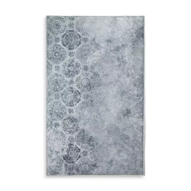 Dywan 50x80 cm srebno, szary zdobiony motywem ornamentów LOTUS 7 Eurofirany