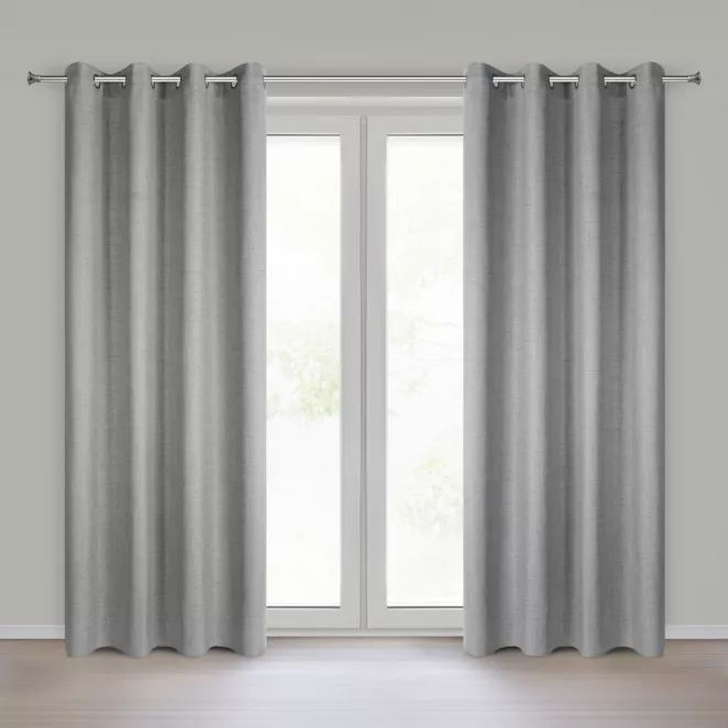 Zasłona o naturalnym splocie z efektem melanżu srebrna 140x250 cm przelotki - JULA2 Eurofirany