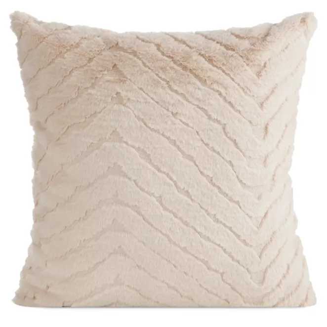 Poszewka na poduszkę 45x45 cm beżowa futrzana z wytłaczanym wzorem KATE Eurofirany