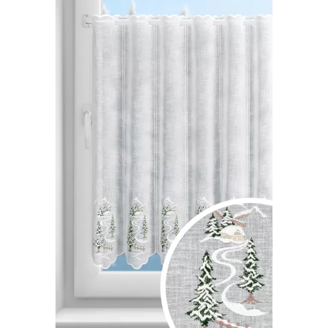 Tkanina firanowa zazdrostka z świątecznym haftem
