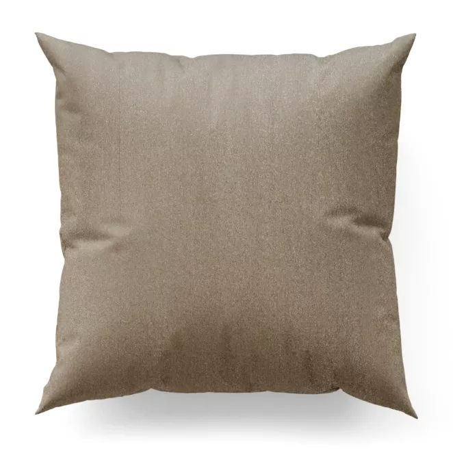 Poszewka szyta beżowo srebrna z gładkiej tkaniny przeplatanej błyszczącą lureksową nicią