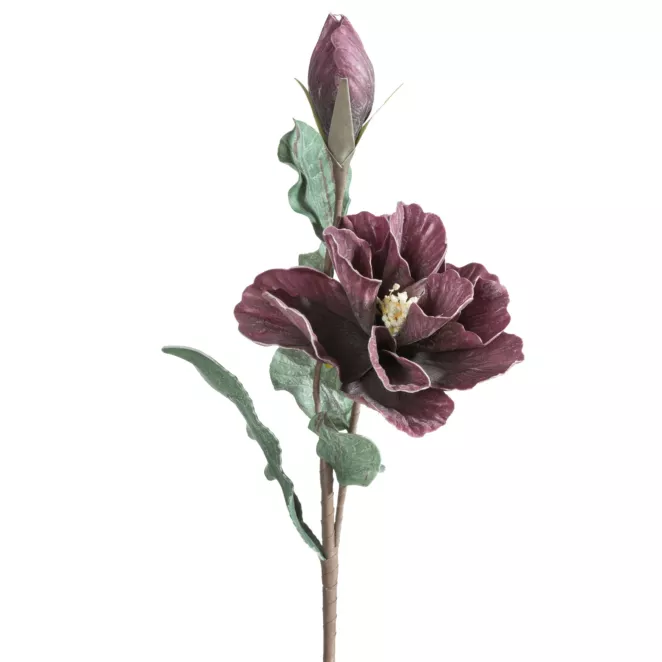 Kwiat sztuczny ciemnofioletowy z plastycznej pianki foamiran 70 cm Eurofirany
