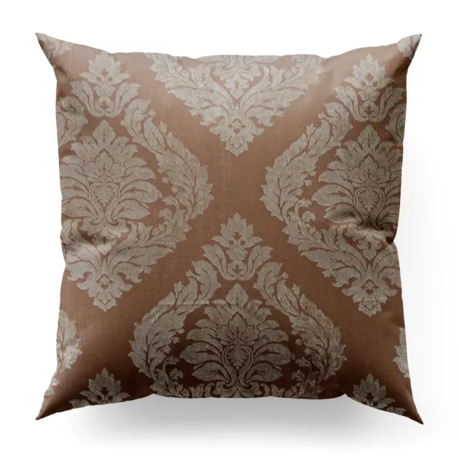 Poszewka szyta pudrowo różowa miękka z dodatkiem bawełny z wzorem ornamentowym