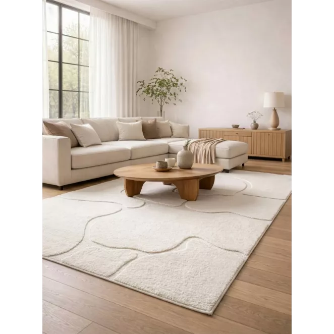 Dywan 120x170 cm kremowy wytłaczany z organicznym wzorem ALBA1 Eurofirany
