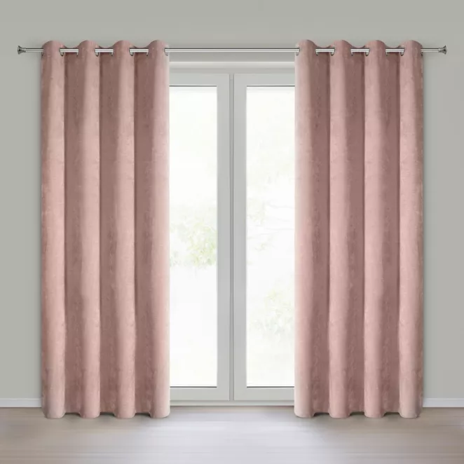 Zasłona pudrowa z szenilowej tkaniny 140x250cm przelotki - VANI Eurofirany