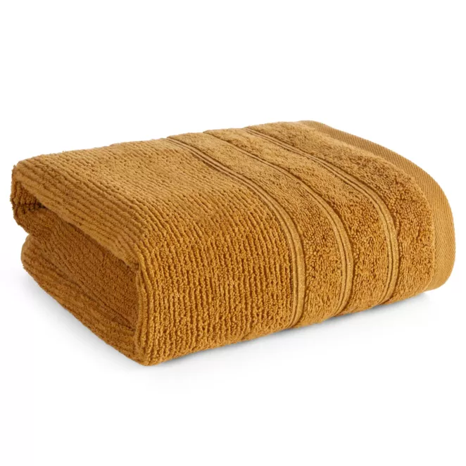 Ręcznik kąpielowy 50x90 cm bawełniany kolor musztardowy w błyszczące paseczki AMIRA Eurofirany