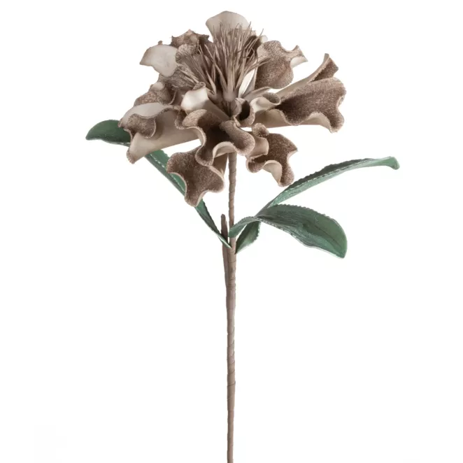 Kwiat sztuczny ciemnobeżowy z plastycznej pianki foamiran 75 cm Eurofirany