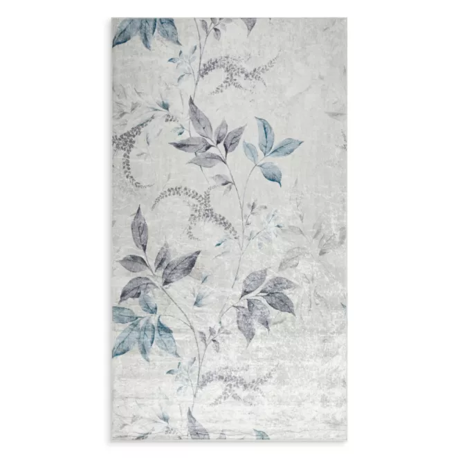 Dywan 80x140 cm kremowo, niebieski zdobiony motywem roślinnym LOTUS 6  Eurofirany