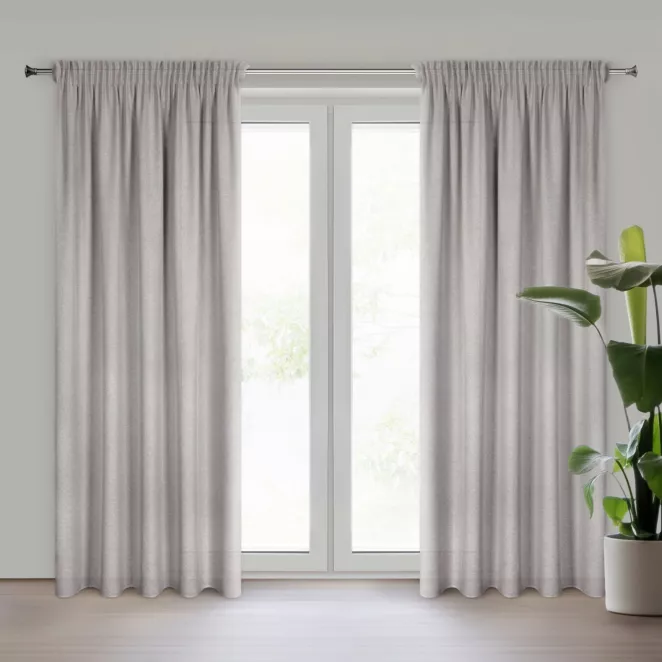 Zasłona ciemnobeżowa w stylu eko 140x270 taśma ERIS Eurofirany