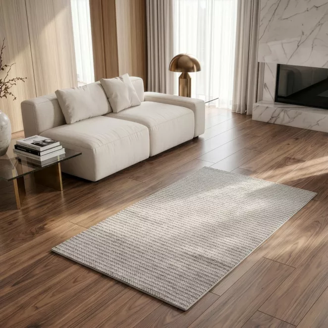 Dywan 60x100 cm srebrny o gęstym pętelkowym splocie PORTO2 Eurofirany