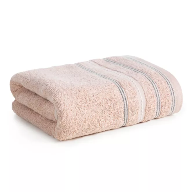 Ręcznik do rąk 30x50 cm bawełniany kolor pudrowy w pasy 500 g/m2 VENTO Eurofirany