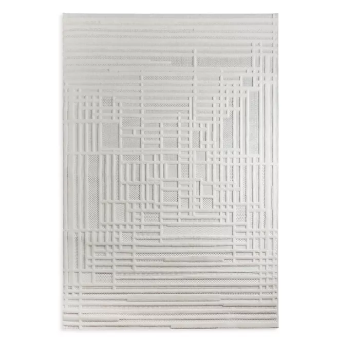 Dywan 160x230 cm kremowo, beżowy strukturalny, wytłaczany z nowoczesnym wzorem geometrycznych linii VENUS 2 Eurofirany