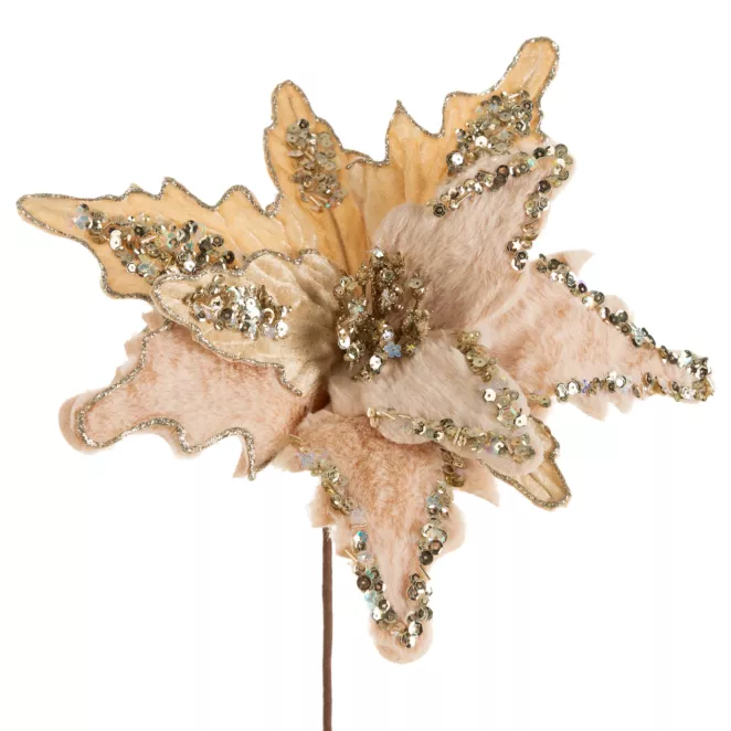 Kwiat świąteczny z welwetu oraz futerka Eurofirany