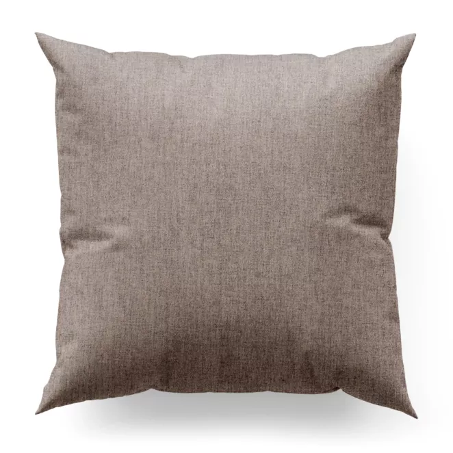 Poszewka szyta ciemnobeżowa z miękkiej matowej tkaniny szenilowej o naturalnym splocie