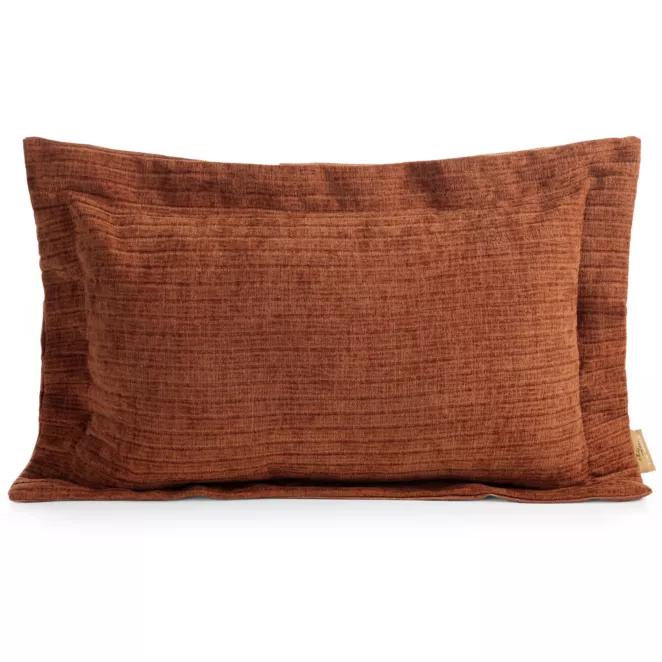 Poszewka na poduszkę  40x60 cm z szenilowej tkaniny ceglasta w drobne prążki Eva Minge Elegante Eurofirany