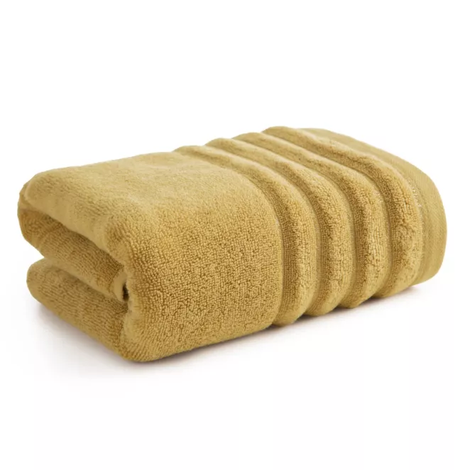 Ręcznik kąpielowy 70x140 cm bawełniany kolor musztardowy z błyszczącą bordiurą 500 g/m2 NADINE Eurofirany
