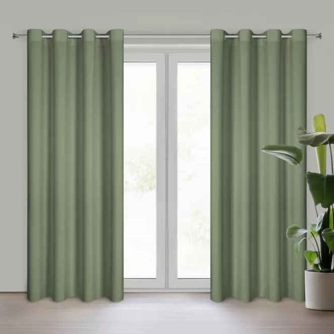Zasłona oliwkowa z matowej gładkiej tkaniny 140x250 cm przelotka RITA Eurofirany
