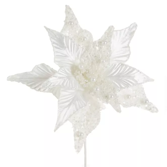 Kwiat świąteczny z welwetowej tkaniny z koralikami Eurofirany