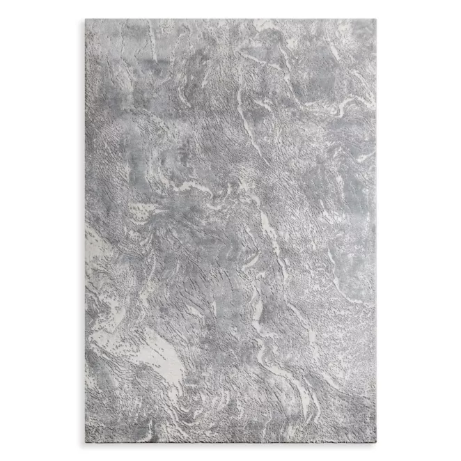 Dywan 60x100 cm stalowo, biały o eleganckiej żyłkowej strukturze inspirowany naturalnym kamieniem SALENA 9 Eurofirany