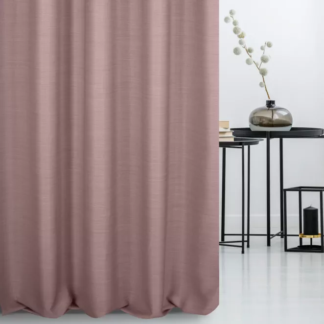 Zasłona szyta na flexach ciemnoróżowa z miękkiej tkaniny o naturalnym splocie w stylu ekologicznym