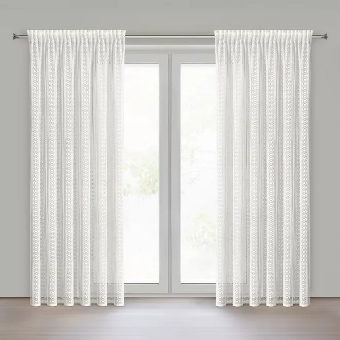 Firana biała w stylu boho 140x250 cm taśma - LILIANA Eurofirany