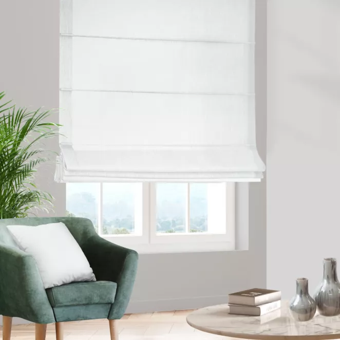 Roleta rzymska naturalna z gładkiej tkaniny typu Blackout zaciemniającej 100%