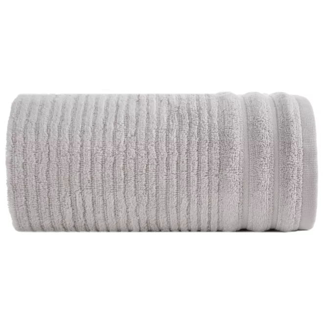Ręcznik do rąk 30x50 cm bawełniany kolor srebrny  zero twist zdobiony paseczkami 400 g/m2 SAMMY Eurofirany