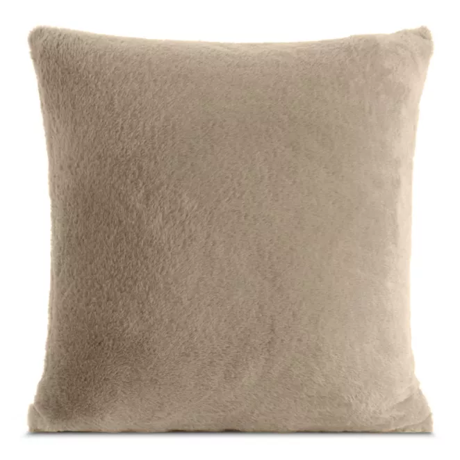 Poszewka na poduszkę 60x60 cm jasnobeżowa z miękkiej futrzanej tkaniny NINA Eurofirany