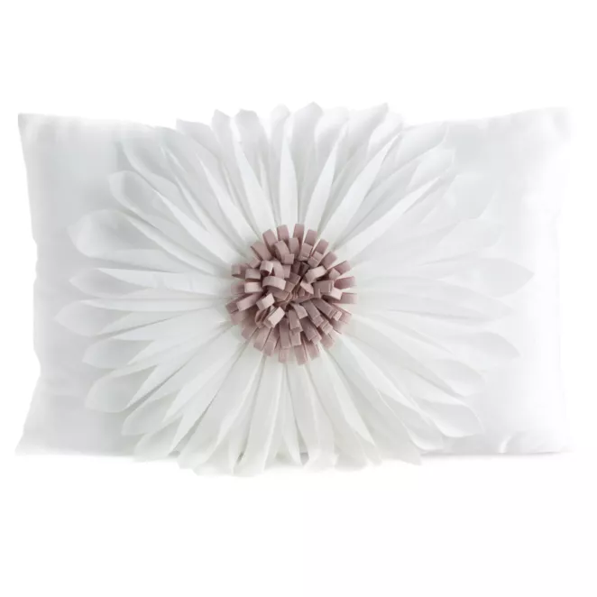 Poszewka na poduszkę 30 x 50 cm z welwetu kolor kremowy zdobiona kwiatem 3D FLORES 3 Eurofirany