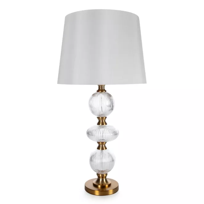 Lampa stołowa biało, złota SANNY z podstawy z szklanych bombek Eurofirany