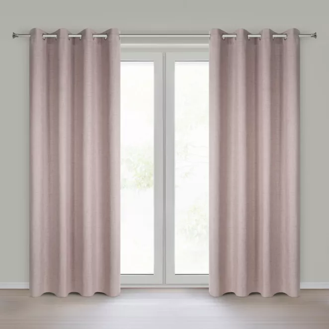 Zasłona o naturalnym splocie z efektem melanżu pudrowa 140x250 cm przelotki - JULA2 Eurofirany