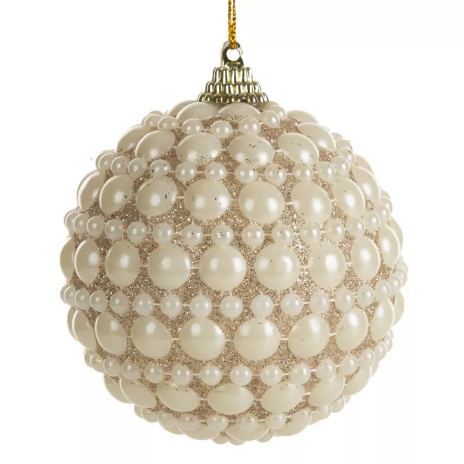 Dekoracyjna bombka choinkowa zdobiona perełkami Eurofirany