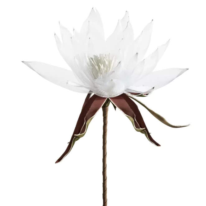 Kwiat sztuczny biały wykonany z organzy 90 cm Eurofirany