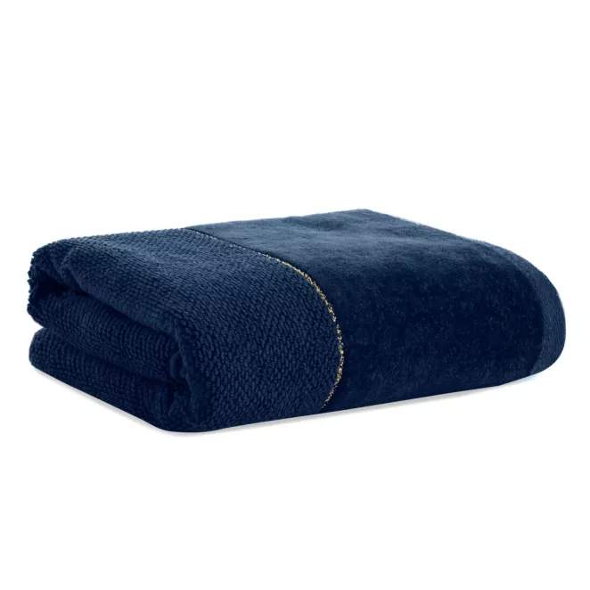 Ręcznik do rąk 30x50 cm bawełniany kolor granatowy z welwetową bordiurą ARIA Eurofirany