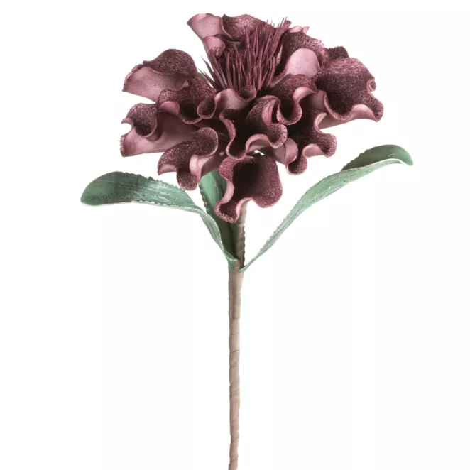 Kwiat sztuczny ciemnofioletowy z plastycznej pianki foamiran 75 cm Eurofirany