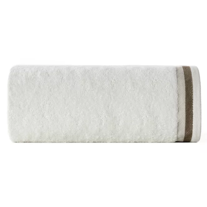 Ręcznik kąpielowy 50x90 cm bawełniany kolor kremowy z bordiurą w pasy 550 g/m2 NIKO Eurofirany