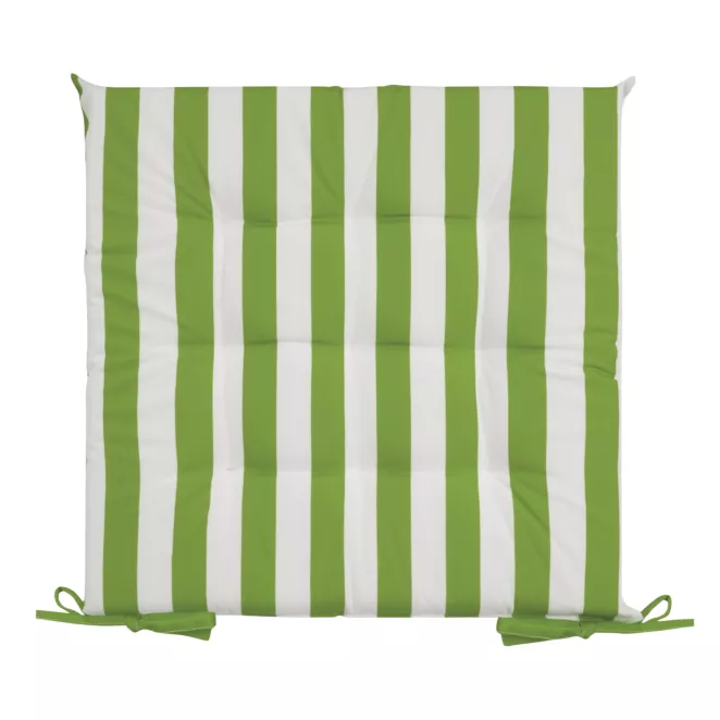 Poduszka na krzesło 40 x 40 x 5 cm wodoodporna jasnozielono, biała zdobiony subtelnymi pasami GARDEN Eurofirany