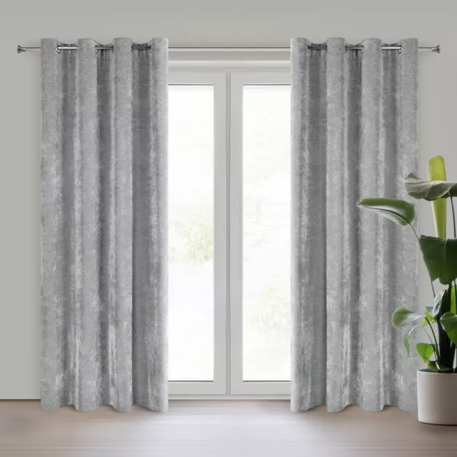Zasłona szara z szenilowej tkaniny 140x250 cm przelotka - NILO Eurofirany