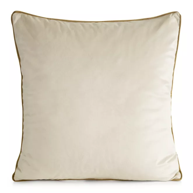 Poszewka na poduszkę 60x60 cm welwetowa o delikatnym połysku z ozdobną lamówką jasnobeżowa GAJA 2 Eurofirany