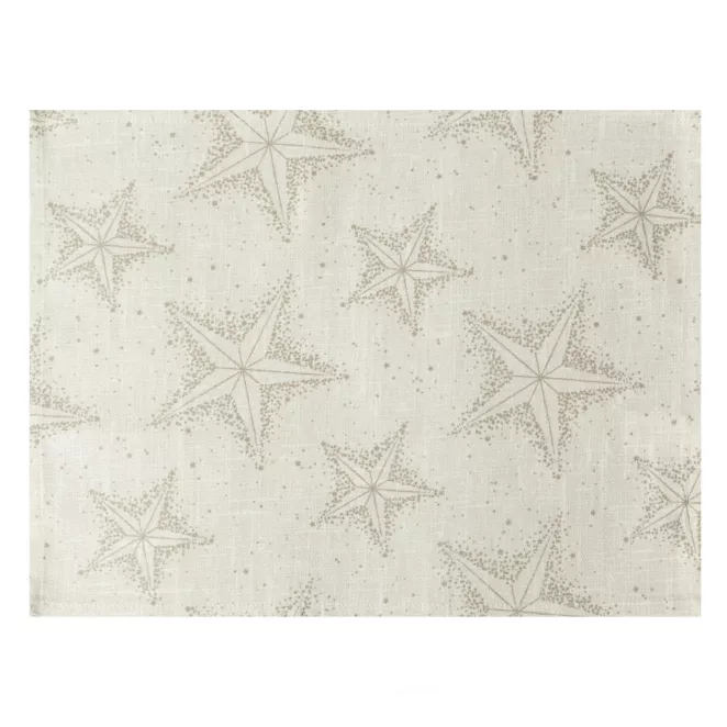 Komplet serwetek świątecznych 4 szt 30x40 cm kremowo, złoty bawełniany zdobione subtelnym nadrukiem gwiazdek WINTER Eurofirany