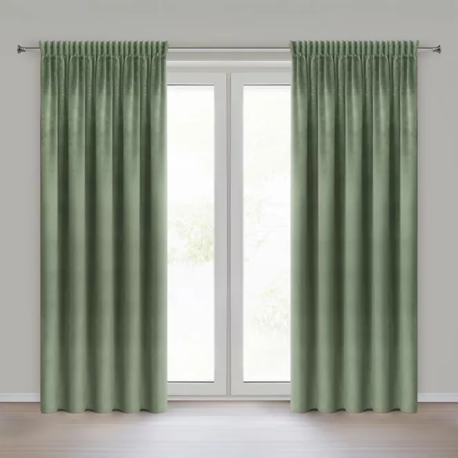 Zasłona oliwkowa z tkaniny welwetowej 140x270 cm taśma ROSA Design 91 Eurofirany