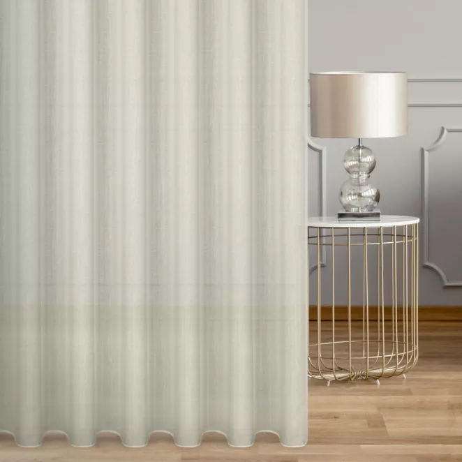 Firana szyta na flexach naturalna z grubszej żorżety wykończonej obciążnikiem