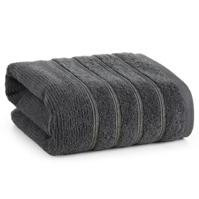 Ręcznik kąpielowy 70x140 cm bawełniany kolor stalowy w błyszczące paseczki AMIRA Eurofirany