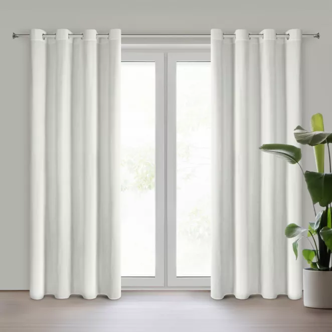 Zasłona naturalna z szenilowej tkaniny o strukturalnym splocie 140x250 cm przelotka - VANI Eurofirany