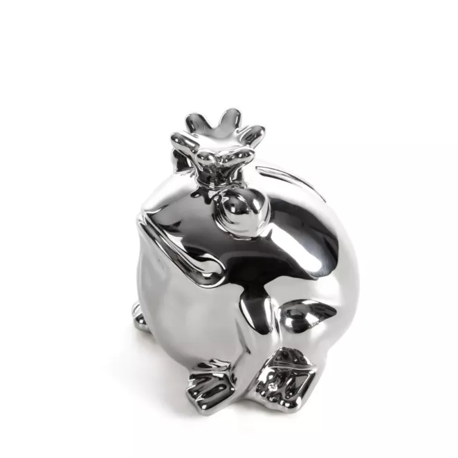 Figurka dekoracyjna żaba srebrna o wysokim połysku 10x9x10 cm FABIO Eurofirany