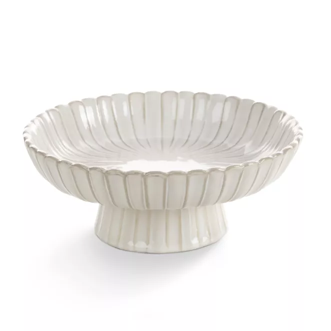 Misa ceramiczna na stopce AVRIL w stylu eko z przecieranym wzorem Eurofirany